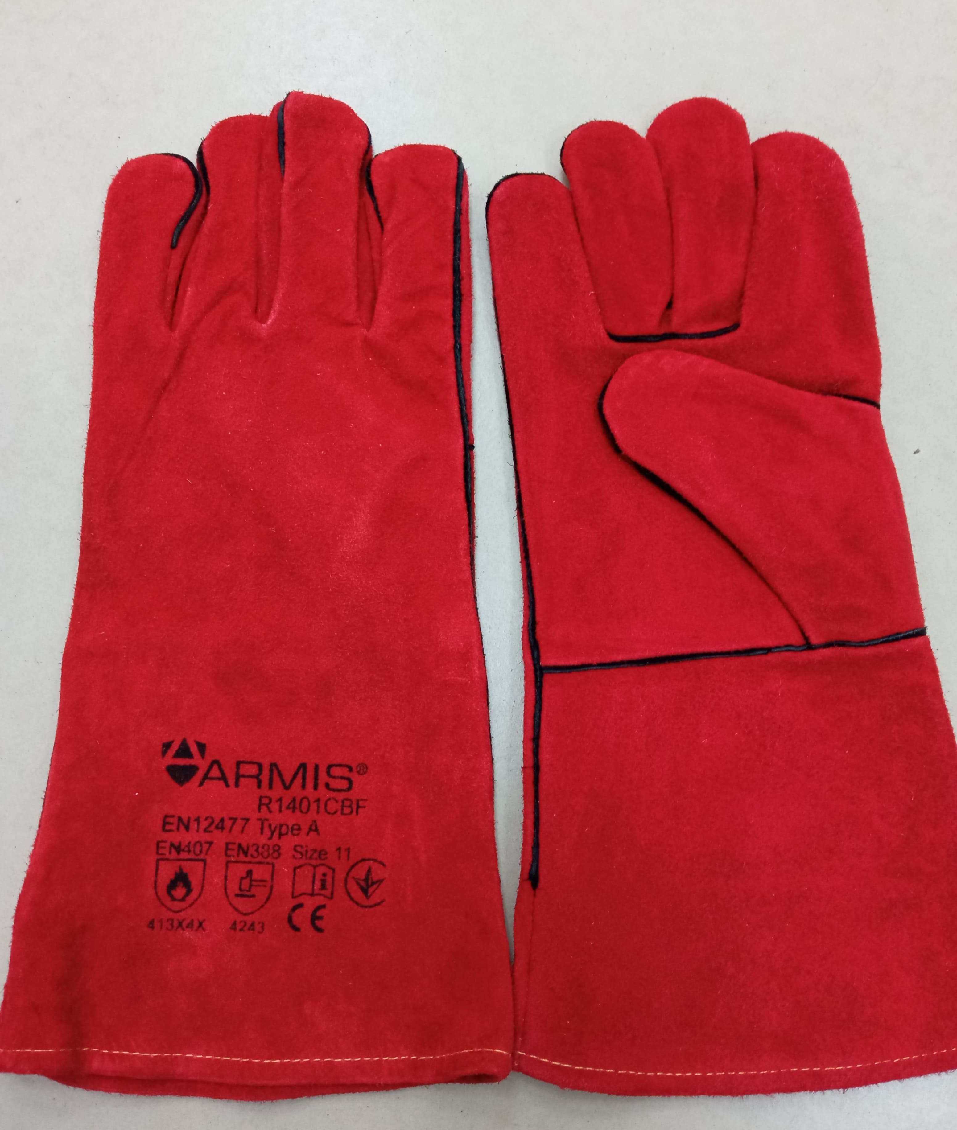 Рукавички подовжені для зварювальників підсилені ARMIS артикул R1401CBF